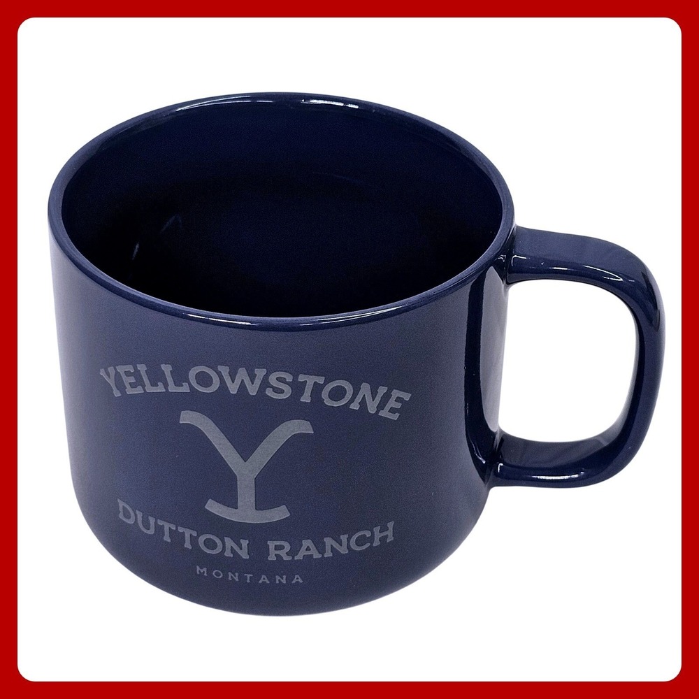 Yellowstone‎ Dutton Ranch Mug Navy Blue Stoneware Paramount Coffee Cup 4"